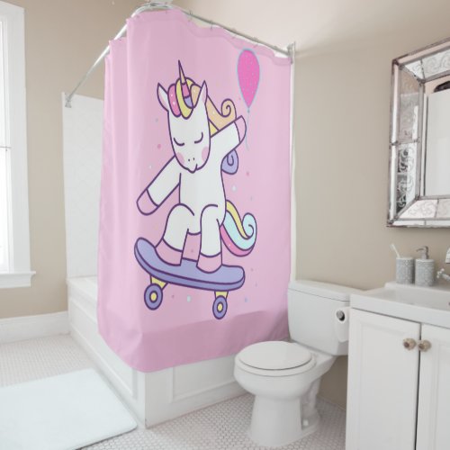 Unicorn Shower Curtain for girls bathroom