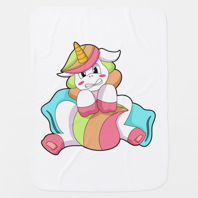 Unicorn Shy with Pillow Baby Blanket (Front)