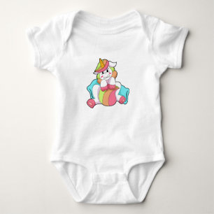 Unicorn Shy with Pillow Baby Bodysuit
