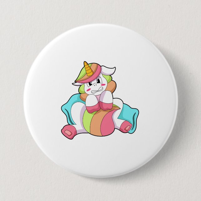 Unicorn Shy with Pillow Button (Front)