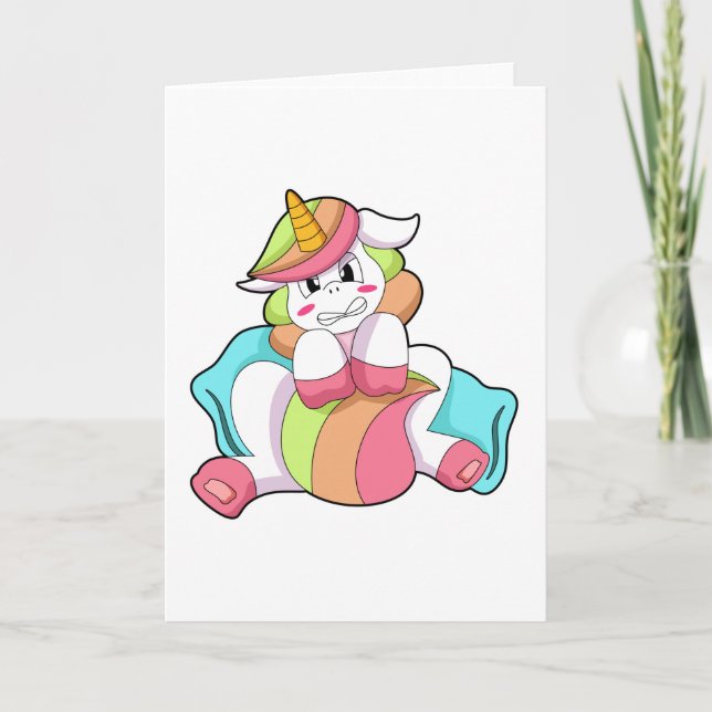 Unicorn Shy with Pillow Card (Front)
