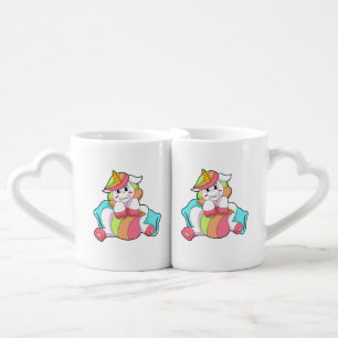 Unicorn Shy with Pillow Coffee Mug Set