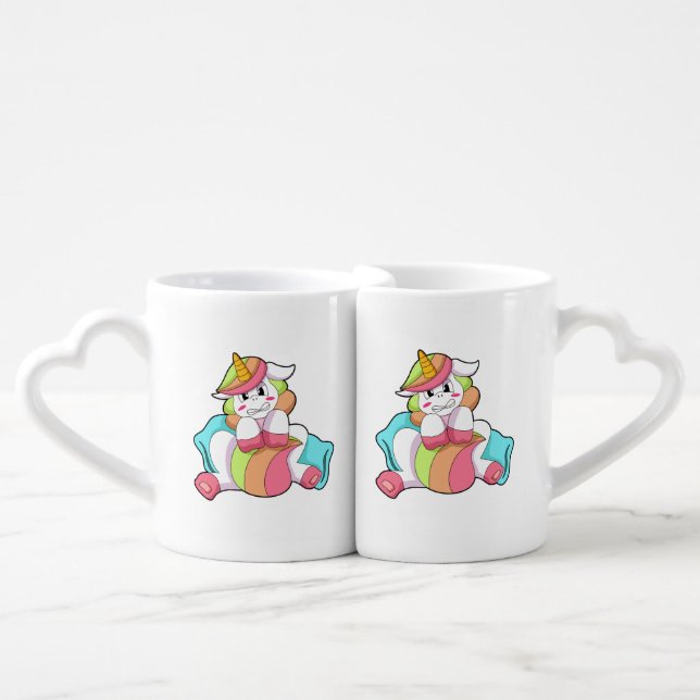 Unicorn Shy with Pillow Coffee Mug Set (Front Nesting)