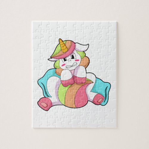 Unicorn Shy with Pillow Jigsaw Puzzle
