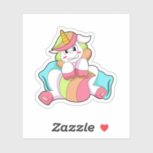 Unicorn Shy with Pillow Sticker