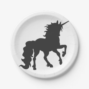 Unicorn silhouette - Choose background color Paper Plates