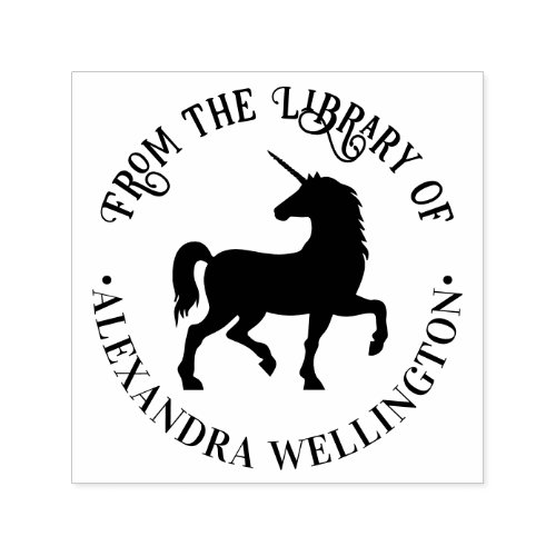 Unicorn Silhouette âœFrom the Library ofâ Book Self_inking Stamp