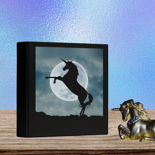 Unicorn Silhouette Full Moon Night Sky 3 Ring Binder (Unicorn Silhouette Full Moon Night Sky 3 Ring Binder)