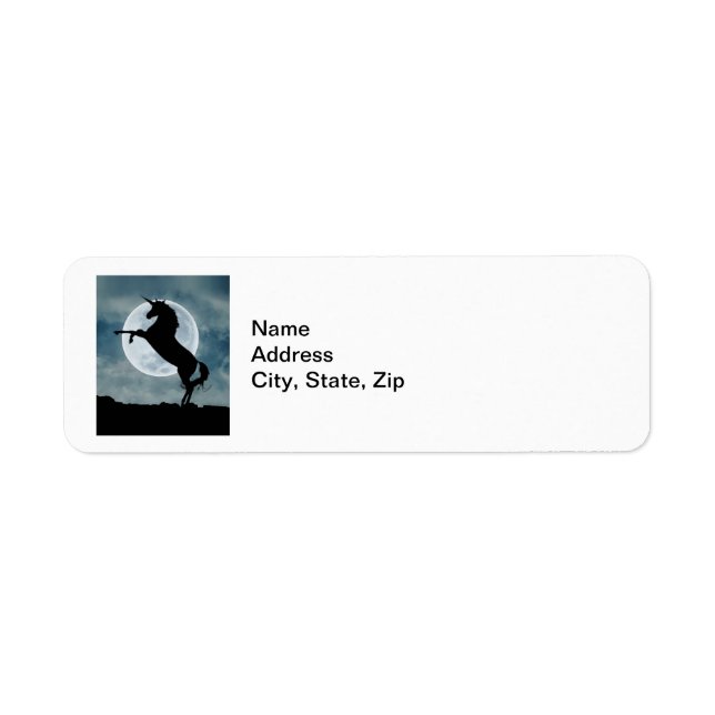 Unicorn Silhouette Full Moon Night Sky, ZKOA Label (Front)