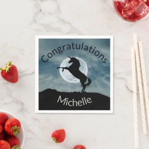 Unicorn Silhouette Moon General Congratulations Napkins