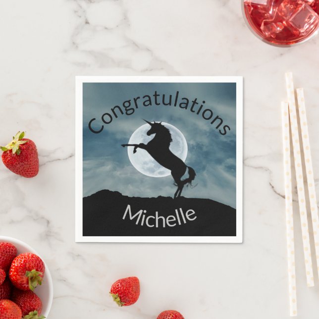 Unicorn Silhouette Moon General Congratulations Napkins (Insitu)