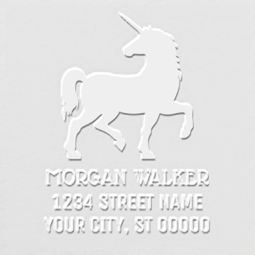 Unicorn Silhouette Name Return Address  Embosser