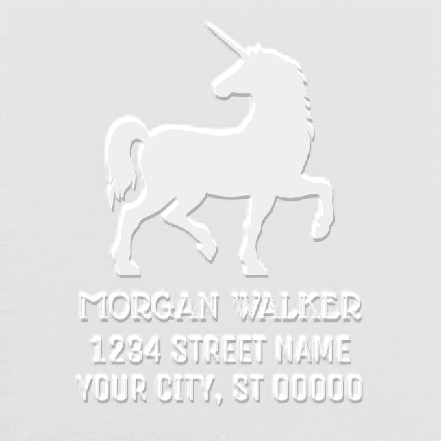 Unicorn Silhouette Name Return Address  Embosser (Design)