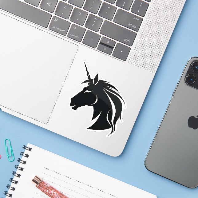 Unicorn silhouette  sticker (Laptop w/ iPhone)
