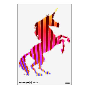 Unicorn Silhouette Striking Neon Stripe Design Wall Decal