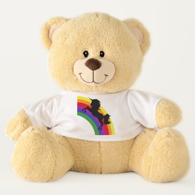 Unicorn Silhouette with Rainbow Teddy Bear Toy (Front)