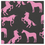 Unicorn Silhouettes Black and Pink Fabric