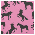 Unicorn Silhouettes Pink and Black Fabric