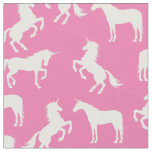 Unicorn Silhouettes Pink and White Fabric