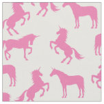 Unicorn Silhouettes White and Pink Fabric