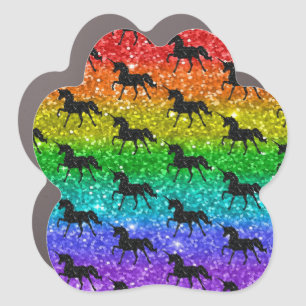 Unicorn Silhoutte Rainbow Glitter LGBTQ Pride Car Magnet