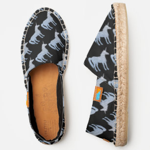 Unicorn silver blue glitter Sparkles pattern black Espadrilles