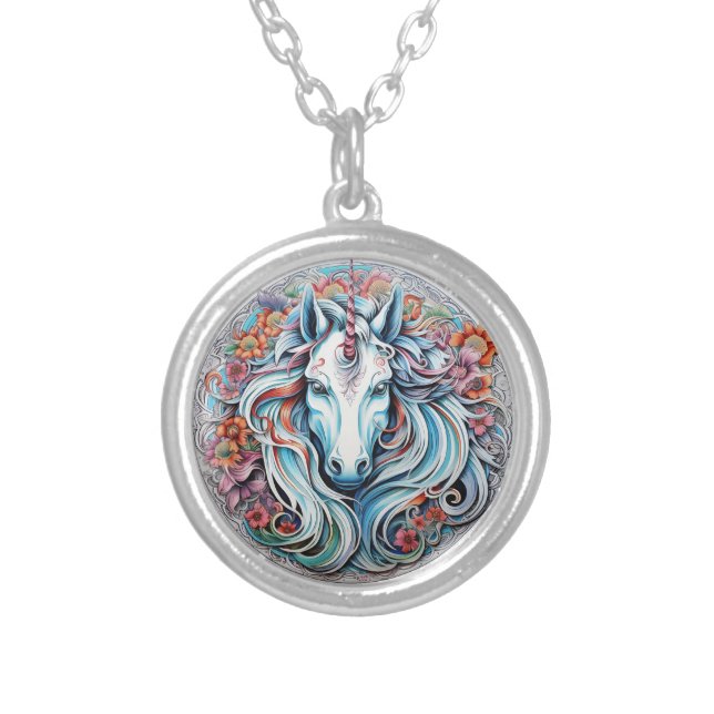 Unicorn Silver Plated Necklace (Front)