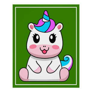 Unicorn Sitting Cartoon-64838 Poster