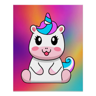 Unicorn Sitting Cartoon-64838 Poster