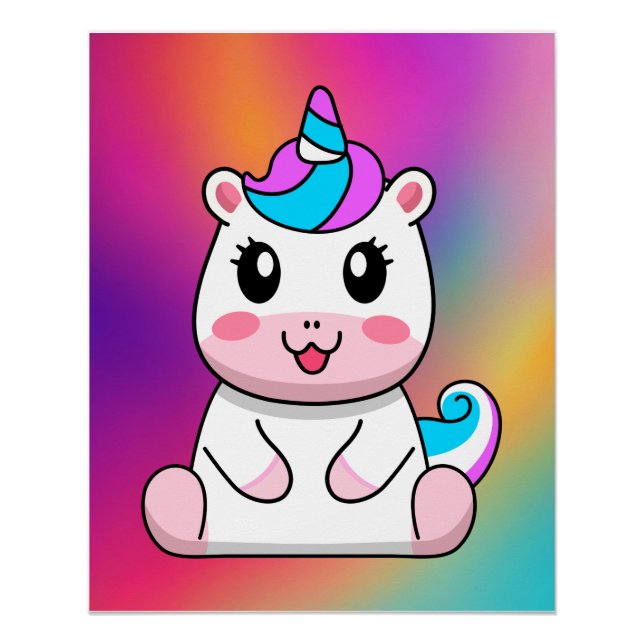 Unicorn Sitting Cartoon-64838 Poster (Front)