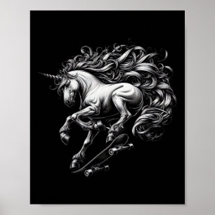 Unicorn Skateboard Mythical Creature Savage Meme F Poster