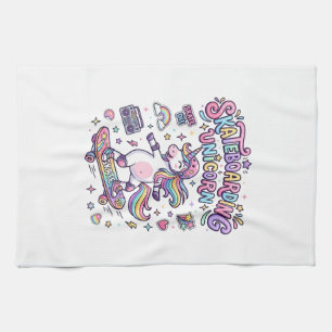Unicorn Skateboarding Unicorn Bold Typography Shir Kitchen Towel