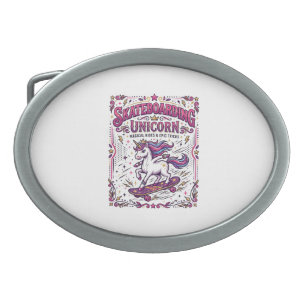 Unicorn Skateboarding Unicorn Stylish White Backgr Belt Buckle