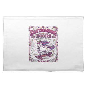 Unicorn Skateboarding Unicorn Stylish White Backgr Cloth Placemat