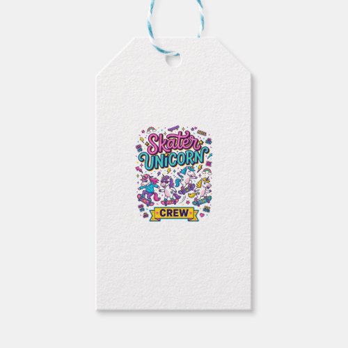 Unicorn Skater Unicorn Crew Retro Style Print on D Gift Tags