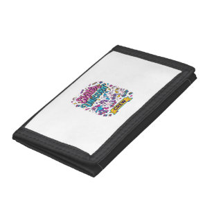Unicorn Skater Unicorn Crew Retro Style Print on D Tri-fold Wallet