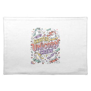Unicorn Skater Unicorn Crew Whimsical Zazzle Desig Cloth Placemat