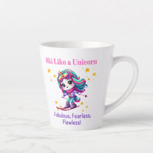 Unicorn skier winter sports magic mountains latte mug