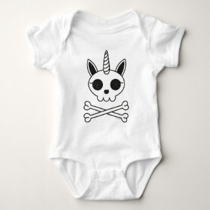 Unicorn Skull and Crossbones Baby Bodysuit