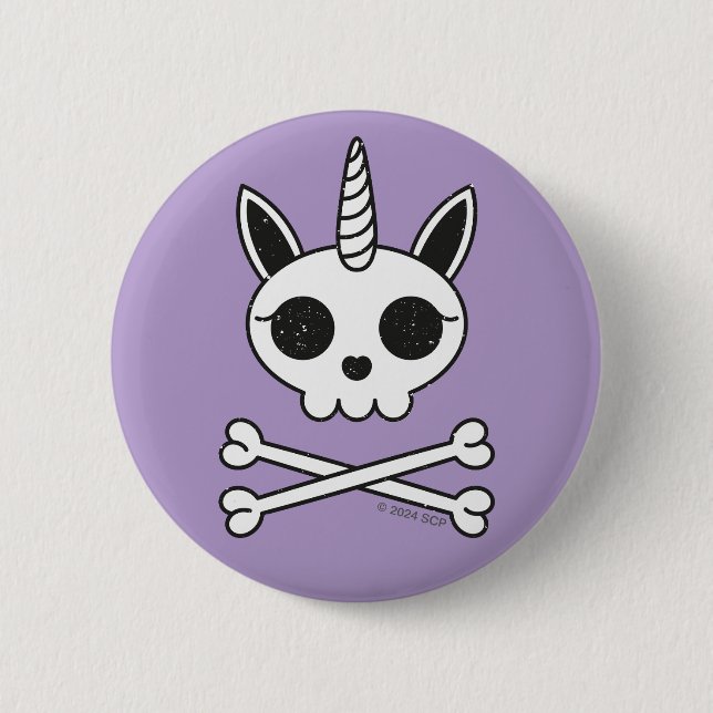 Unicorn Skull and Crossbones Button (Front)