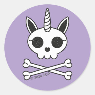 Unicorn Skull and Crossbones Classic Round Sticker