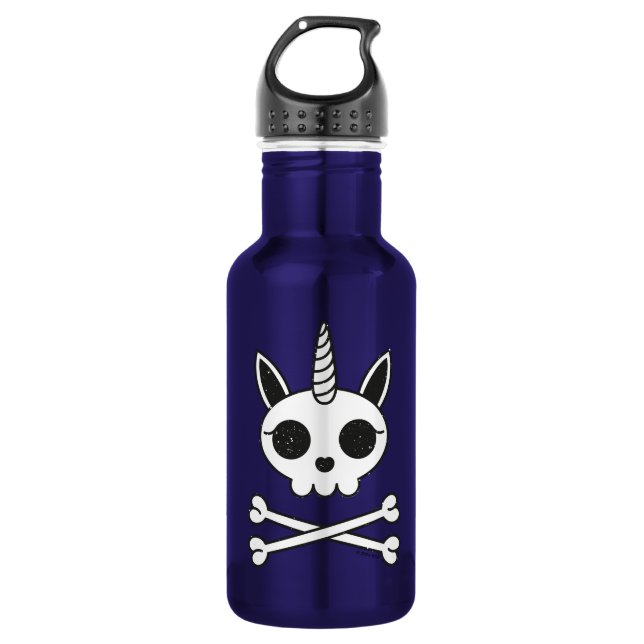 Unicorn Skull and Crossbones Stainless Steel Water Bottle (Front)