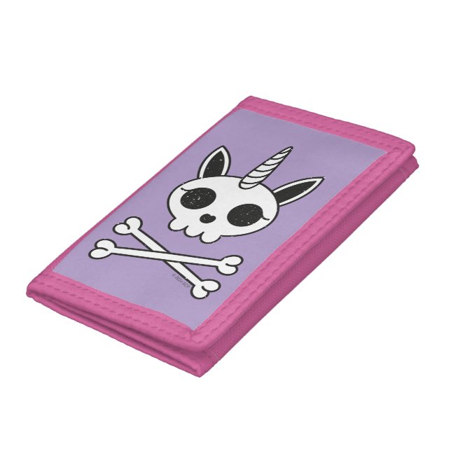 Unicorn Skull and Crossbones Trifold Wallet (Bottom)