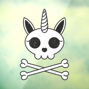 Unicorn Skull and Crossbones Window Cling