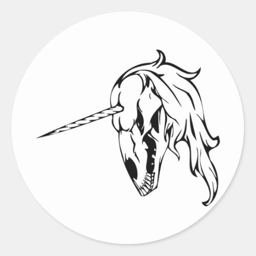 Unicorn Skull Classic Round Sticker