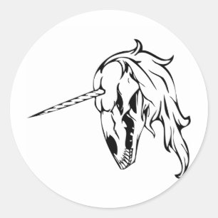 Unicorn Skull Classic Round Sticker
