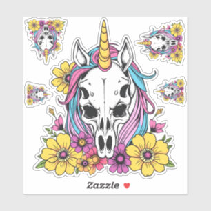 Unicorn Skull Flowers Pastel Goth Soft Grunge Goth Sticker