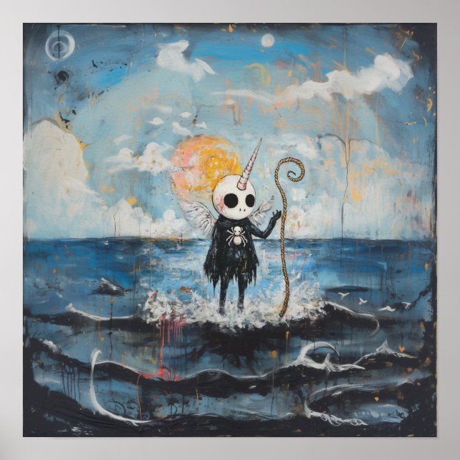 Unicorn Skull Magical Witchy AI Art Matte Value Poster (Front)