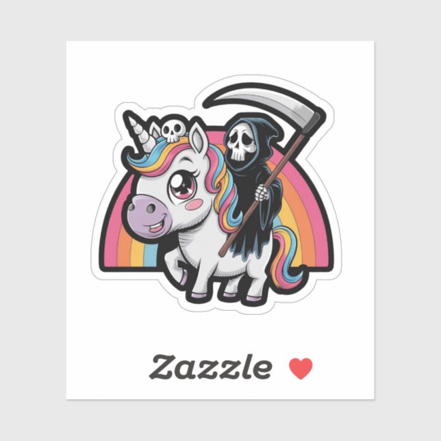 Unicorn Skull Riding Sticker (Sheet)