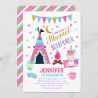 Unicorn Sleepover Party Birthday Invitation